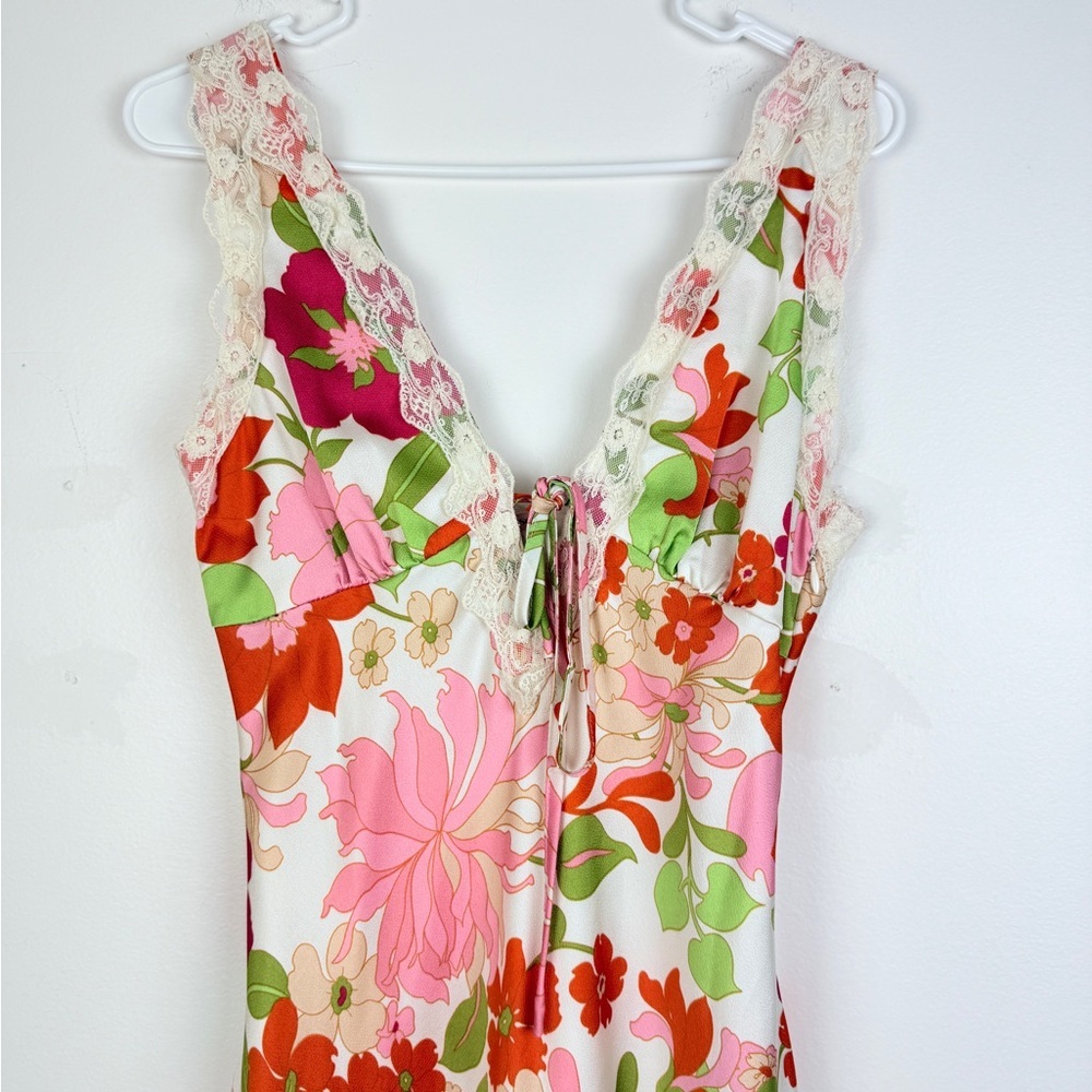 Bailey Rose Floral Maxi Slip Dress Lace Trim Cottagecore Boho Summer - Picture 5 of 10